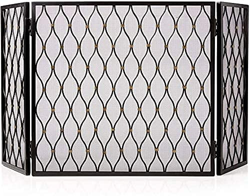 Funkenschutz, moderner und eleganter Kaminschutz, 3 Paneele – zusammenklappbarer Feuerschutz, Outdoor-Dekoration, schwarzer Zaunschutz, angenehmes Kaminzubehör The New