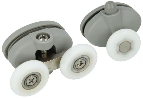 Amig - Roulements pour paroi de douche, Ø 23 mm, roulements supérieur (x1) et inférieur (x1) pour parois en verre (épaisseur 4–6 mm), pour portes coulissantes de douche, nylon gris