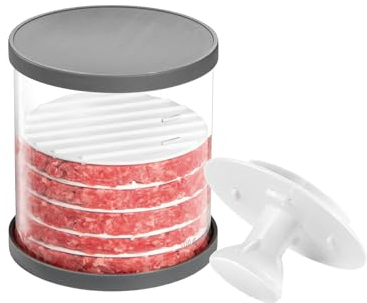 Avilia Pressa per Hamburger Manuale con Regolatore di Spessore - Ideale per Carne, con Indicatori, Conservazione Igenica, 100g/150g, Ø 11.7cm