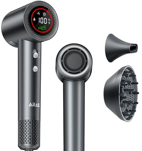 Asciugacapelli Professionale Agli Ioni Negativi - Asciugacapelli con ad alta Velocità da 140.000 giri/min, Motore Brushless per Asciugatura Rapida con Ugello Magnetico (Silver)