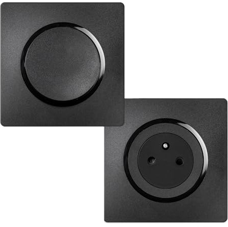 DEBFLEX - Casual Evo - Lot Complet 3 Prises 2P+T Affleurantes + 2 Interrupteurs Va et Vient - Design Sobre - Faciles à Installer - ABS - Installation Encastrée - Noir