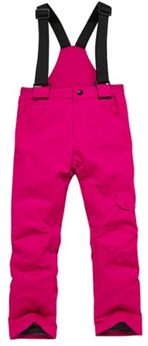 Generisch Pantaloni da neve per | Salopette invernali da sci con stash cargo | Tuta da neve isolante e trasformabile per ragazze e esterni, rosa intenso, 7-8 Anni