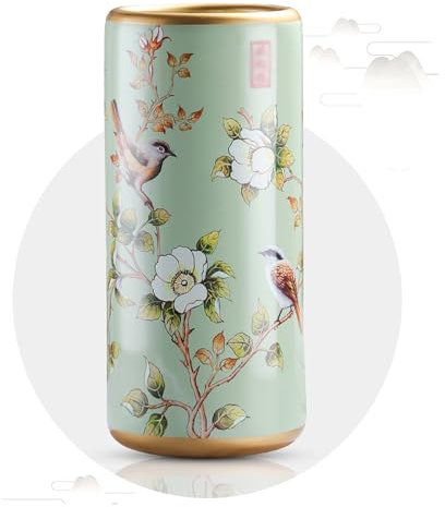 Ceramic Umbrella Stand Multi-functional Painted Porcelain Floor Standing Cane Stand Handmade Appliquéd Umbrella Stand Decorative Flower Arrangement Vase Arrangement for Office Home, Entrance(Green)