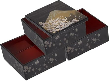Cabilock Caja Bento Japonesa Plástico Reutilizable Con Diseño Monte Fuji Estuche Sushi Tradicional Para Almuerzo Adultos