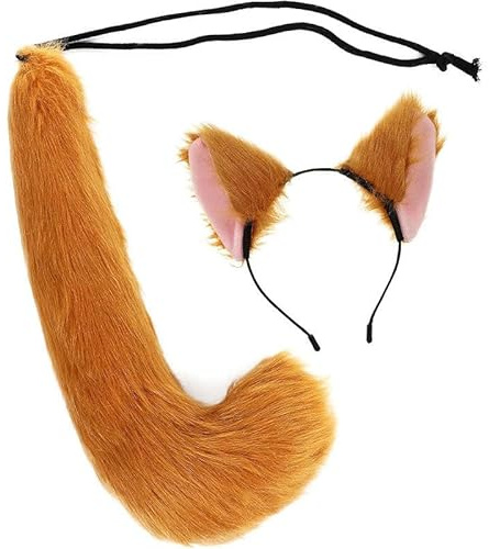 FXICH Fuchsohren Stirnband, Tier Kostüm Set, Ohren Stirnband Schwanz Tier Dress Up Set, für Cosplay Geburtstagsfeier Karneval Weihnachten Party Supplies