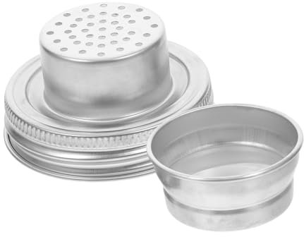 PRETYZOOM Regular Mouth Jar Lid Stainless Steel Jar Shaker Lid Dredge Flour Salt Sugar Peppers Cap Top