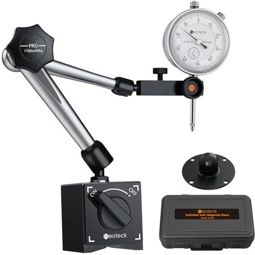 Neoteck Dial Indicator Gauge and Magnetic Base, 0-20 mm Measuring Tool Dial Indicator and Magnetic Base Stand for Digital Dial Indicator Gauge 176lbs?80kg? Max Pull