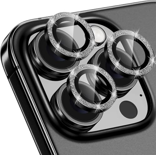 FENQURO Pellicola Protettiva Obiettivo Fotocamera per iPhone 16 Pro/16 Pro Max Protezione Lente,HD Vetro Temperato Alluminio Spumante Decorare Protezione Fotocamera per iPhone 16 Pro/16 Pro Max（nero）
