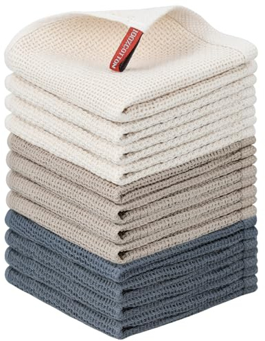 Nialnant Paquete de 12 paños de Cocina, 100% algodón, para Lavar Platos, Trapos de Limpieza de Cocina Suaves y absorbentes, 12 x 12 Pulgadas