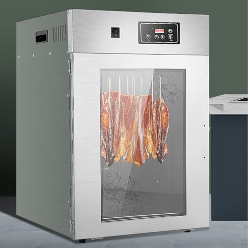 Séchoir à viande rotatif en acier inoxydable à rotation à 360° pour saucisses, bacon, poulet, canard, poisson et bœuf parfaits – Réglable de 30 à 90 °C