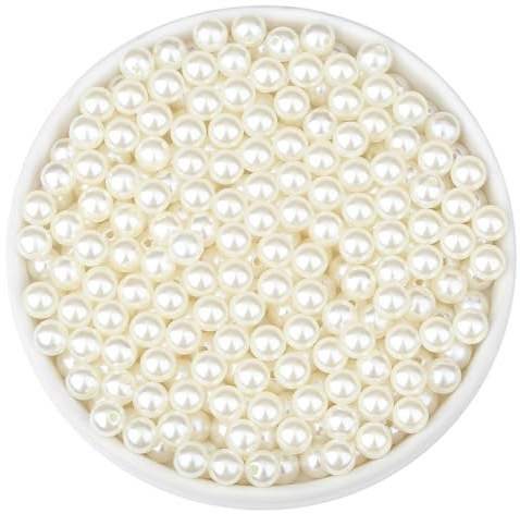 QINJIEJIE 400 Stück 10mm Weiß Perlen Groß Bastelperlen zum Auffädeln, Lose Beads Runde Weiß Perlen für DIY Schmuckherstellung, Armbänder, Halsketten, Dekoration und Vasenfüller