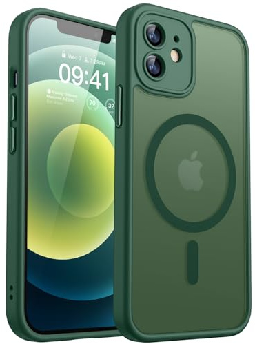 CANSHN für iPhone 12 Mini Hülle mit Kameraschutz, Dunkelgrün