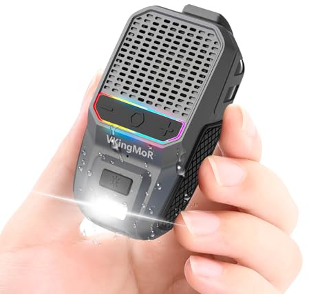 VkingMoR Wearable Bluetooth Speaker, Clip-On Portable Speaker with Built-in Mics Hands-Free Music and Calls for Hiking/Biking, Small Speakerr with LED Light, 15H Battery Life Speakerr(Grey)-New | Clip-On Portable Speaker Hands-Free Music&Calls for Hiking/Biking, Small Speaker with LED Light, 15H Playtime Speaker