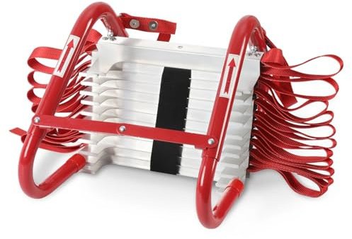 Eulenke 4,5m Faltbare Feuerleiter mit Schnellentfaltung 3 Sekunden und Verstellbaren Haken - 450kg Traglast EN1147 Zertifiziert,Für Haus Schule Büro - rutschfeste Alu Sprossen Rostfrei Leicht