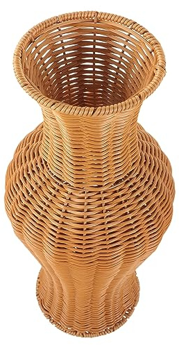 Sosoport Vaso da Fiori da Pavimento Decorativo in Plastica Effetto Rattan Simulato Design Semplice ed Elegante Facile da Pulire e Adatto a Soggiorno