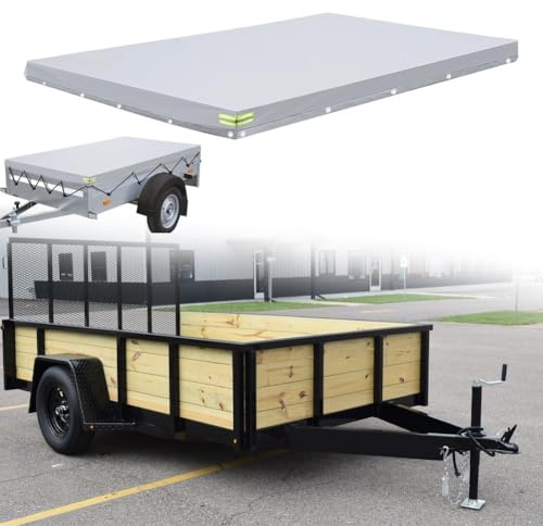 Bâche de protection pour remorque - Robuste en tissu Oxford 420D imperméable à la poussière - Avec œillets renforcés - Résistante aux déchirures (211 x 116 x 8 cm)