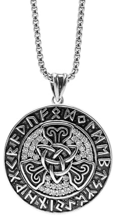 Viwind Herren Halskette Keltischer Knoten runde Karte Anhänger Halskette für Männer Damen Kupfer Material Hip Hop Gothic Stil Mit Geschenkbox