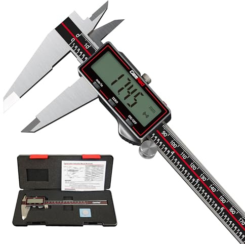GemRed Digital Caliper 6 / 150mm, Wireless Stainless Steel Vernier Caliper with Large LCD, Calipers Measuring Tool, MM/Inch Conversion, Auto-Off, 4-Way Measuring for DIY Woodworking 3D Printing