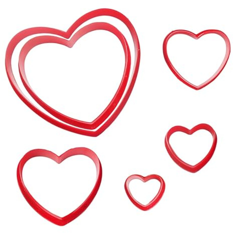 Heart Cookie Cutter Set 6 Pcs - for Baking Biscuits and Mini Molds
