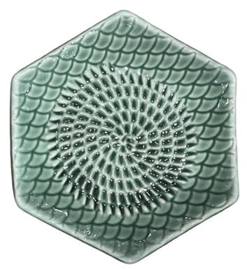Kaladia keramisk rivjärn hexagon – keramisk hyvel enfärgad – köksrivjärn perfekt för ingefära, parmesan, choklad etc. – i mörkgrön – mått: 12 x 3 cm – handgjord och handmålad – Tillverkad i Spanien