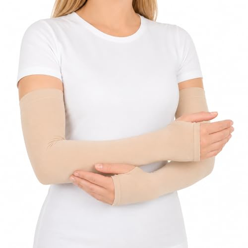 4 Pairs UPF50 Arm Sleeves, Beige UV Protection & Tattoo Cover, Unisex