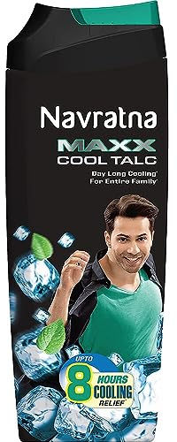 Navratna Talco Maxx Cool | Erfrischender Körperpuder zum Absorbieren von Schweiß und zum Schutz vor schlechtem Geruch | intensive erfrischende Wirkung und langanhaltender Duft | 400 g