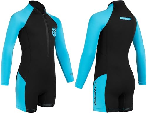 Cressi Little Shark Shorty Wetsuit Black/Blue 2mm L. Sleeve 11/12