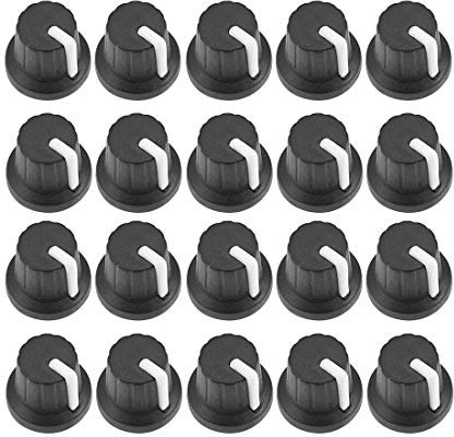 sourcing map 20Stk.6mm Eingelegen Achse 16x15mm Potentiometer Dreh Knopf Töpfe Schwarz Weiß de