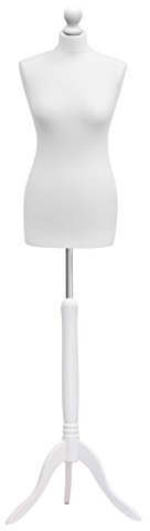 Female Tailors Dummy Bust Size 14/16 Dressmakers Fashion Mannequin Students White With White Tripod Stand