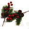 Piñas de pino con forma de cono de bayas rojas, tallos para manualidades, corona de Navidad, 10 paquetes, ramas artificiales de acebo, piñas de pino pequeñas, púas florales para coronas de flores de