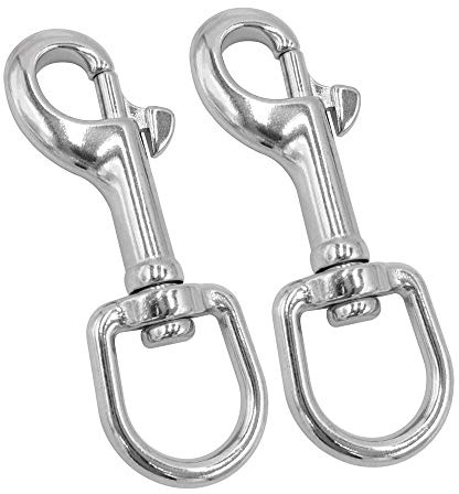 POFET Karabinerhaken 3#-316, robust, Edelstahl, mit Drehgelenk, Marinequalität, für Tauchen, Schlüsselanhänger, Hundeleine, Kameragurt, Wäscheleine und mehr, 2 Stück