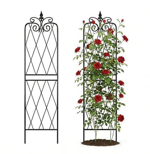 SCENDOR 2 Pack 71 H x15 W Trellis,Black Garden Trellis for Climbing Plants Outdoor Metal Frame Sturdy Trellises for Rose