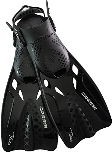 CRESSI Tonga Fins Black/Black S/M - Leichte Verstellbare Kurze Flossen oder Set Kurze Flossen, perfekt zum Schnorcheln, Schwimmen, Schwarz/Schwarz, S/M (36/41), Erwachsene