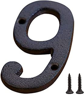 Zayookey Numero Civico Esterno Numeri di Porta in Ghisa Numero Indirizzo Metal House Numbers Porte, Pareti, Indirizzi di Casa (Numero 9)