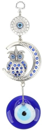Hztyyier Colgante de búho colgante decorativo con ojo turco amuleto protector azul para coche hogar y oficina
