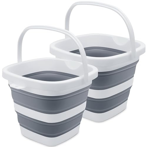 Goderewild Collapsible Water Bucket for House Cleaning, Space-Saving Portable Small Buckets for Car Washing,Camping,Hiking,Fishing,RV (5L, Square×2)