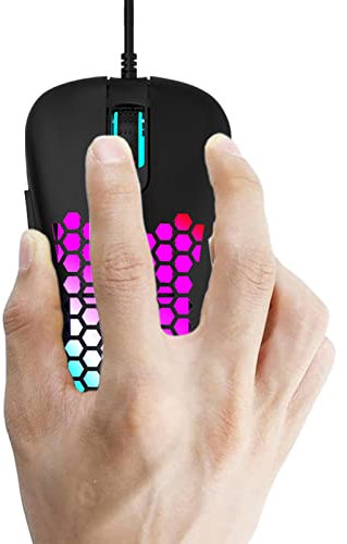 fanelod Mouse cablato RGB ergonomico,Mouse ergonomico da 2400 dpi con luci Colorate | Mouse cablato superleggero, Mouse RGB, Mouse da Gioco USB per Computer Domestici e Laptop