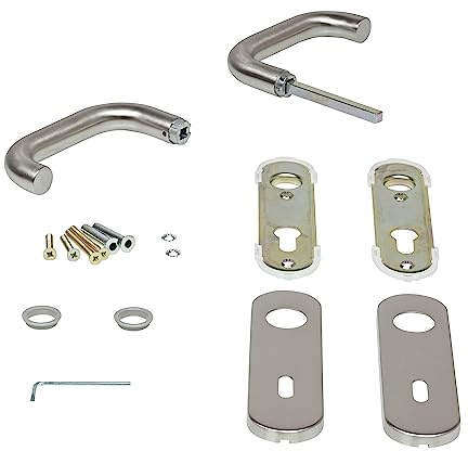 Hörmann Drückergarnitur D-110 Kurzschild (für Bundbart, aus Edelstahl, Türgriff, Türbeschlag) 694118