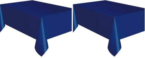 Unique Party 50394 - Navy Blue Plastic Tablecloth, 9ft x 4.5ft (Pack of 2)