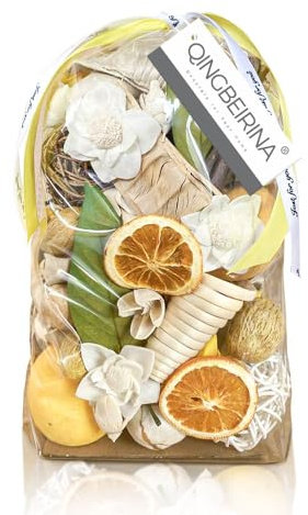 Qingbei Rina Spring Potpourri Bags,Lemon/Citrus/Thyme Potpourris Bowl Filler,Yellow Decorative Pot pourri Dried Flowers,Home Fragrance Sachet, Vase Fillers(20 oz)