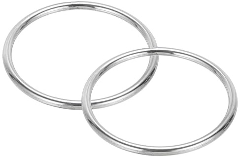 PATIKIL 2 Stück 5 x 80mm Metall O-Ringe, 304-Edelstahl O-Ring, Rundringe, Metallringe, schwere glatte Ringe, DIY-Zubehör für Makramee, DIY-Handwerk, Hardware, Gürtel, Hundeleine