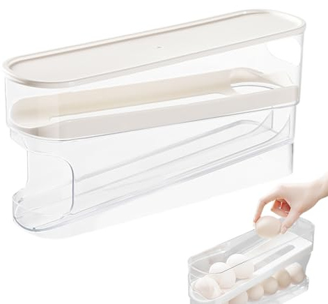 Porta Uova Da Frigo - Dispenser Di Uova Per Frigorifero | Contenitore Per Uova Con Design A Rotolante Automatica | Organizzatori E Contenitori Per Uova Da Frigorifero | Portauova A 2 Livelli Per Uova