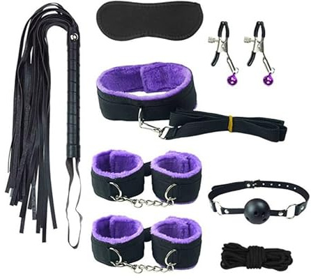 Bondaged Collars with Chain and Handcuffs Sex Blindfolds Hand Cuff Set for Bedroom Adults Play Wrist and Ankle Spreaders Bar Bed Restraints for Couples Queen Size Bed Straps Women Purple Toys Sweater