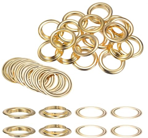 QUARKZMAN 20 Stück Ösen 40mm Metallösen Grommet Ösen Tülle Einschlagösen Befestigungsösen Scheiben für Planen Abdeckung Banner Leder Stoff Schuhe Handtaschen Vorhänge Bastel, Gold