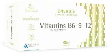 Vitamins B6-9-12 - Activité hormonale, réduction de la fatigue, métabolisme énergétique - Complément alimentaire - Sans allergène - Convient aux femmes enceintes - 96 gélules