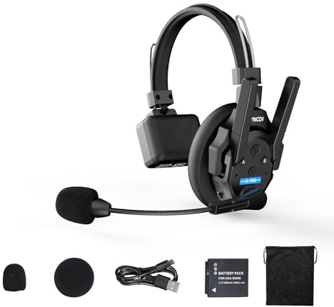 SYNCO XTALK Wireless Intercom Headset, XPRO2 2.4GHz Full Duplex Wireless Headset with 24h 500m Real-time Monitoring Communication System(1PCS)