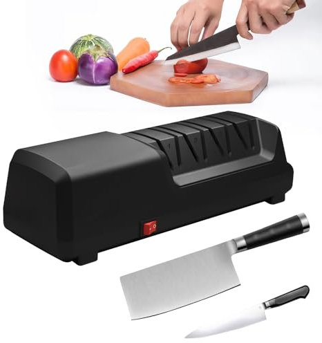Aiguiseur Couteaux Électrique,Affûteuse 3-4 Couches,Affûteur à Meule Diamant, Aiguiseur Couteaux Professionnel Haute Précision, Aiguiseur Multifonction Pour Couteaux de Cuisine (4 étapes)