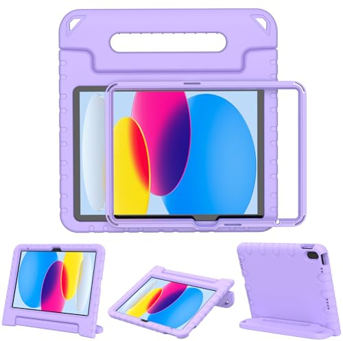 Surom Case for iPad A16 11th Gen 11/10th Gen 10.9 2025/2022, Light Purple | Built-in Screen Protector, Shockproof Convertible Handle Protective Cover, Sturdy Stand, Lightweight Protective Case