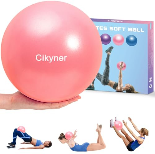 Cikyner Gymnastikball Klein, Soft Pilates Ball mit aufblasbarem Strohhalm | 23-25 cm Pilates Ball für Pilates, Ganzkörpertraining, Verbesserung des Gleichgewichts zu Hause im Fitnessstudio und im Büro