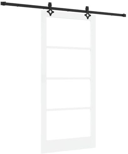 vidaXL skjutdörr med vit hårdvara 93 x 202 cm massivt furuträ, vidaXL innerdörr i glas 'ORKDAL'Vit 93 x 202 x 4 cm